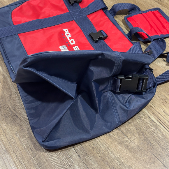 Polo Ralph Lauren Men's Large Red Blue Sport Casual Adjustable Strap Duffle Bag - Picture 5 of 12